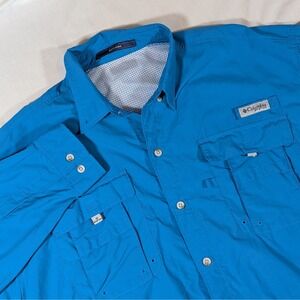 Columbia PFG Bahama Button Down Shirt Long Sleeve Fishing Vented Blue Men's 2XL‎